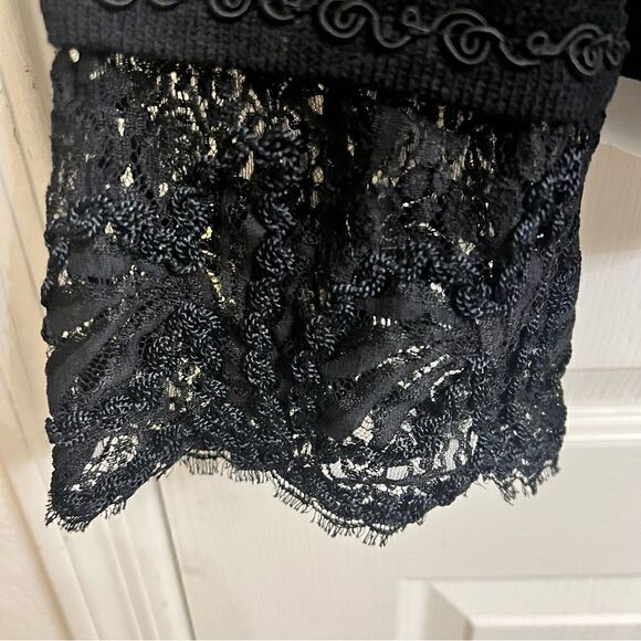Escada Vintage Black Virgin Wool Evening Jacket French Lace cuffs Sz 44 … - Picture 8 of 12